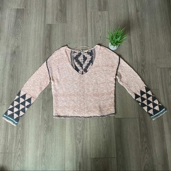 Free People Jackson Pattern Sweater In Rosewater Size Large - Picture 1 of 15